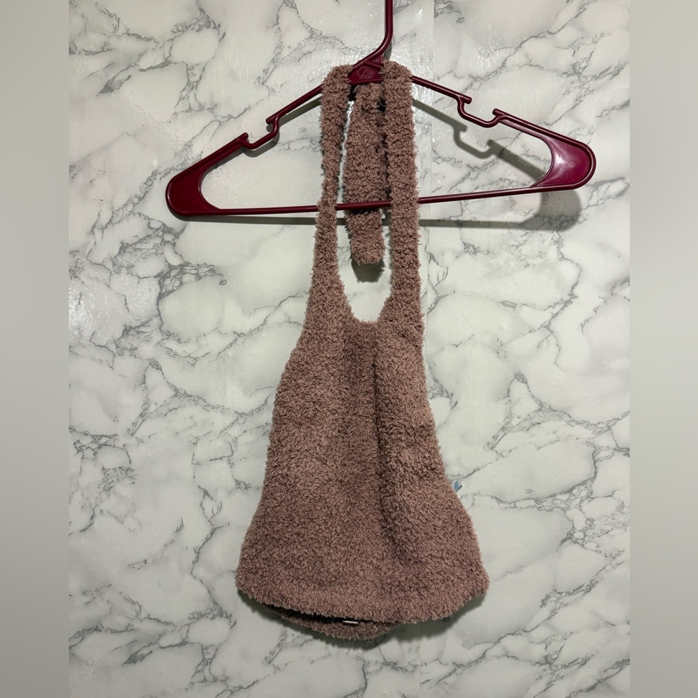 NEW SKIMS Cozy Brown Crop Top S